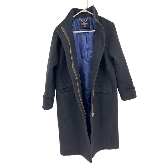 J.Crew Black Stadium Cloth Wool Cocoon Coat Italian Fabric Gold Buttons Size 2 - Picture 4 of 10